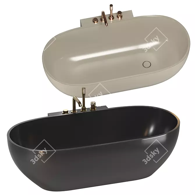 Luxury Bathtub Set with Variations 3D model image 2