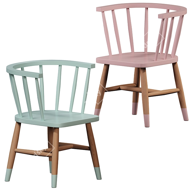 Kids Wood Table Chair Set 3D model image 2