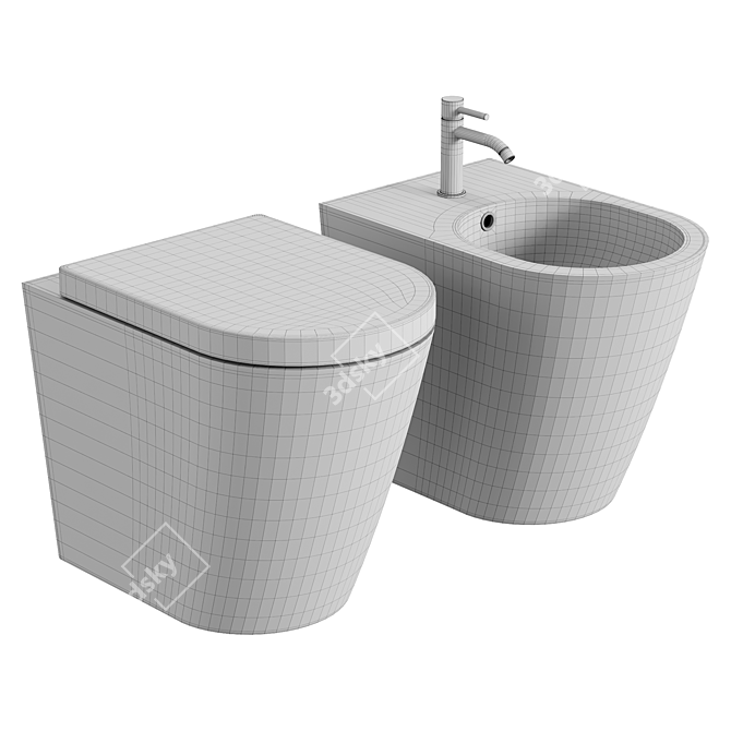 Valdama IL Rimless Toilet - Modern Efficiency 3D model image 3