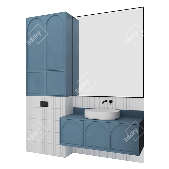 Modern Bathroom Set: Vanity Sink, Mirror, Faucet 3D model image 1