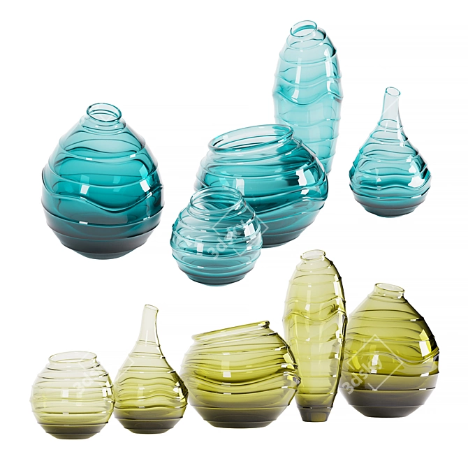 Handblown Glass Decor Vases 3D model image 6