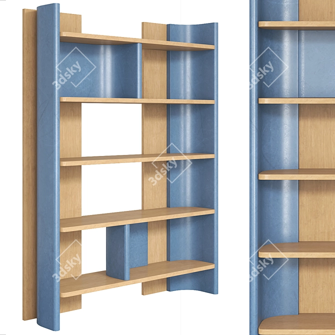 Elegant Oak & Leather Bookcase 3D model image 1