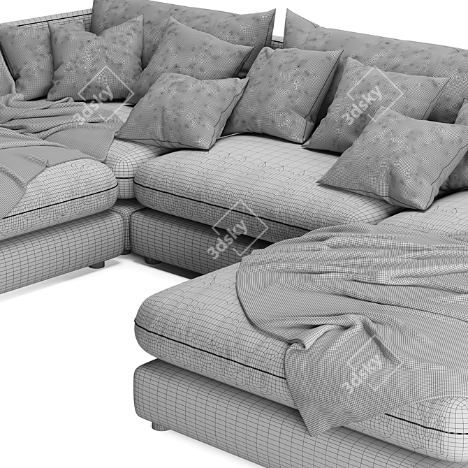 Luxe 5-Piece Slipcover Sectional Sofa 3D model image 4