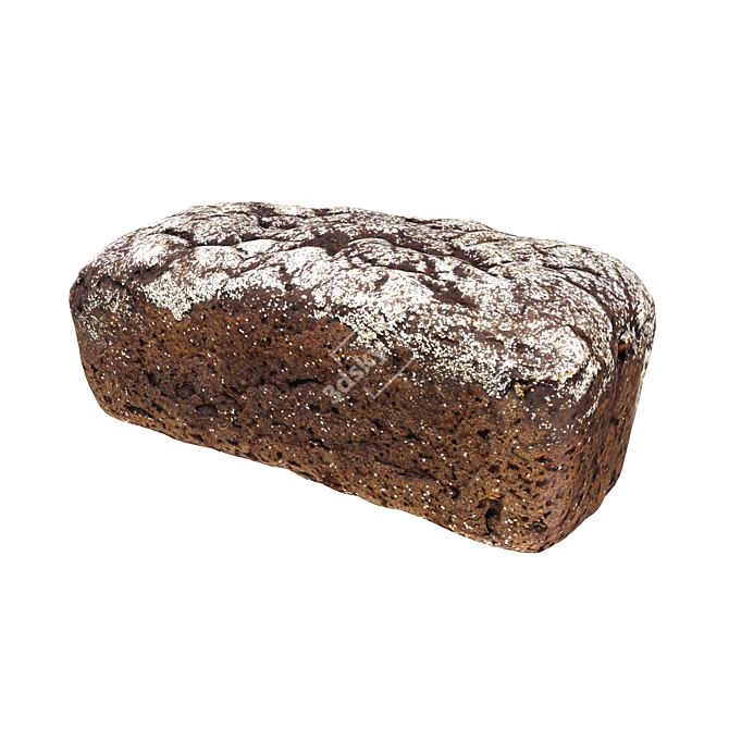 Dark Rye Bread Roll 3D model image 2