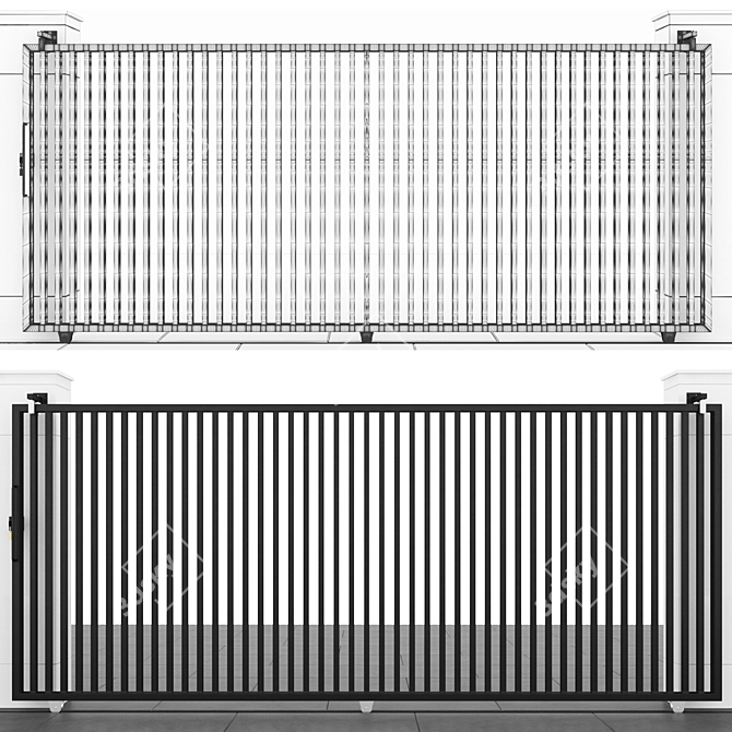 Stainless Steel Slider Gate - Black 3D model image 3