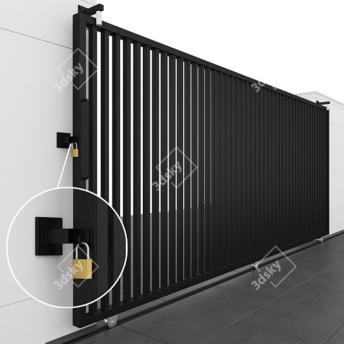 Stainless Steel Slider Gate - Black 3D model image 6