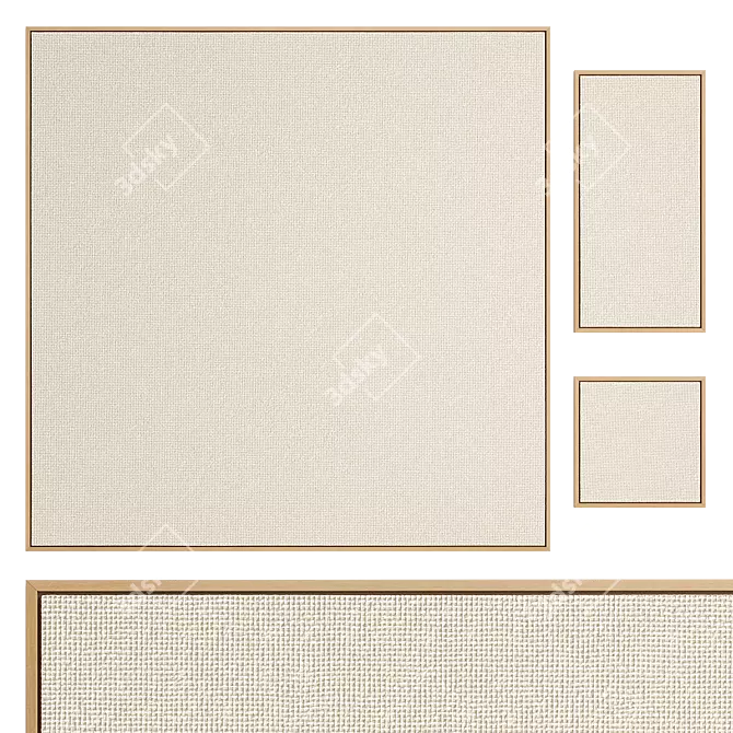 Jute Canvas Wooden Frame Art 3D model image 1