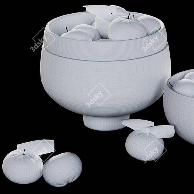 Citrus Minimal Bowl Art 3D model image 8