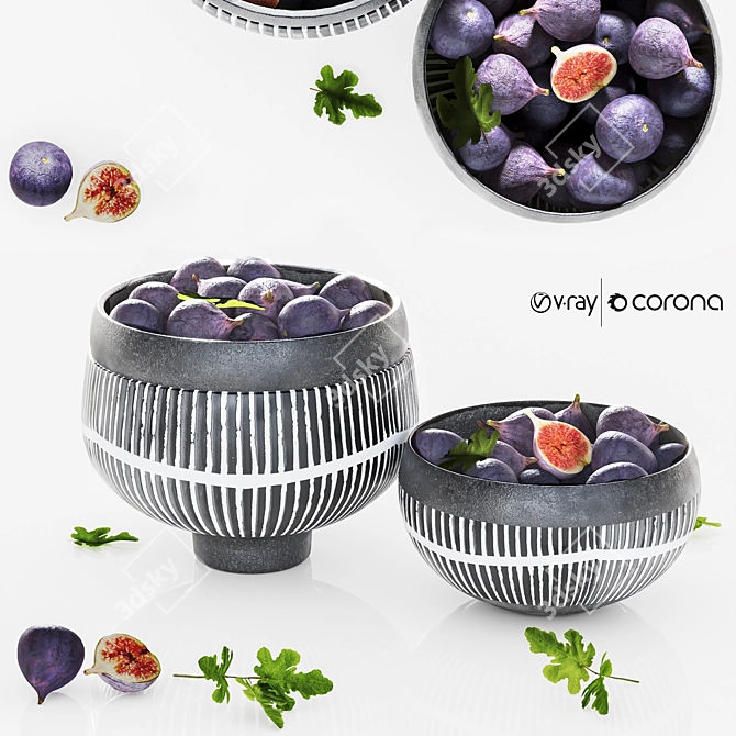 Fresh Figs Minimal Bowl Decor 3D model image 6