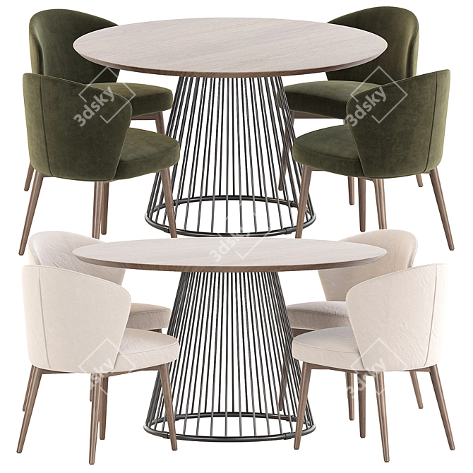 Modern Dining Set Collection: Chair & Table 3D model image 1