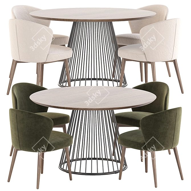 Modern Dining Set Collection: Chair & Table 3D model image 4