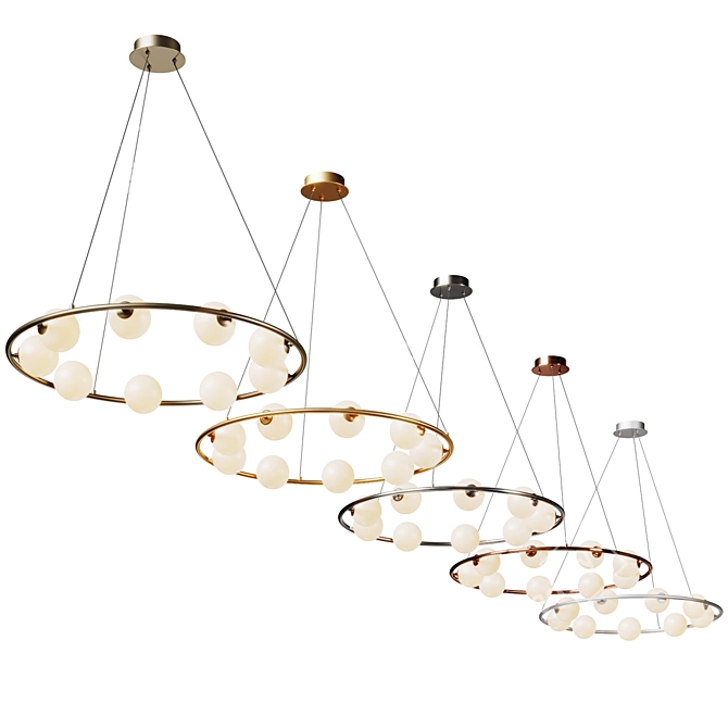 Radiant Glow Retro LED Chandelier 3D model image 5