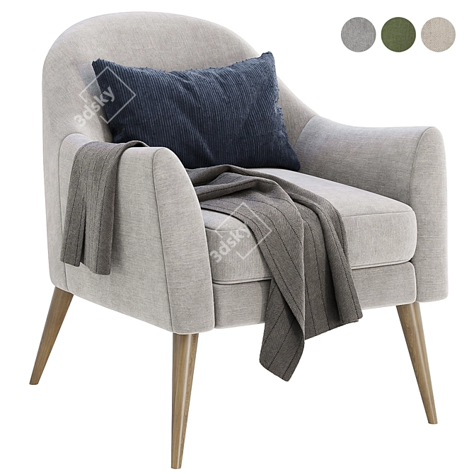 Elegant Velvet Juno Armchair 3D model image 3