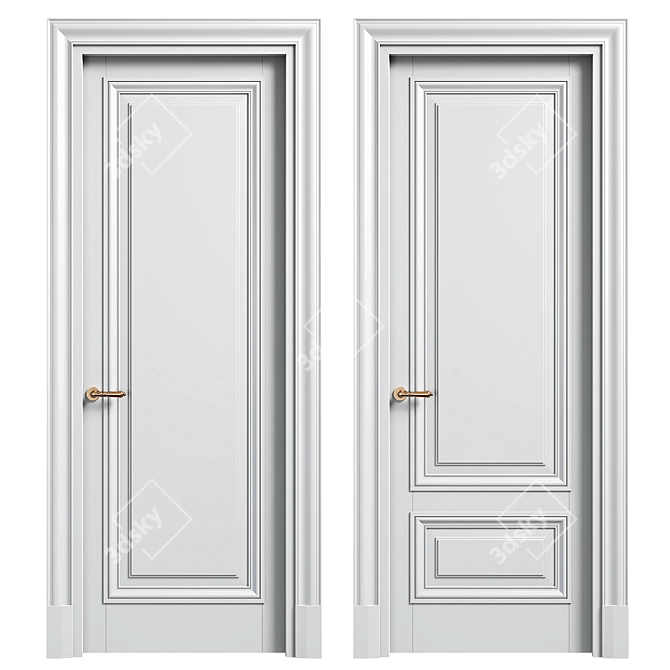 Antique Volhovec Doors with Ornate Trim 3D model image 1