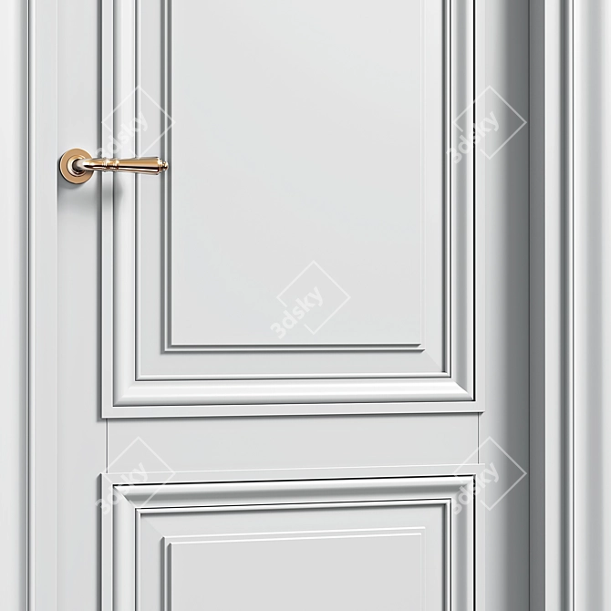 Antique Volhovec Doors with Ornate Trim 3D model image 2