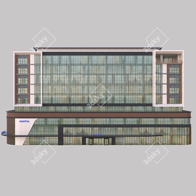 Modern 9-Floor Hospital Model 3D model image 2