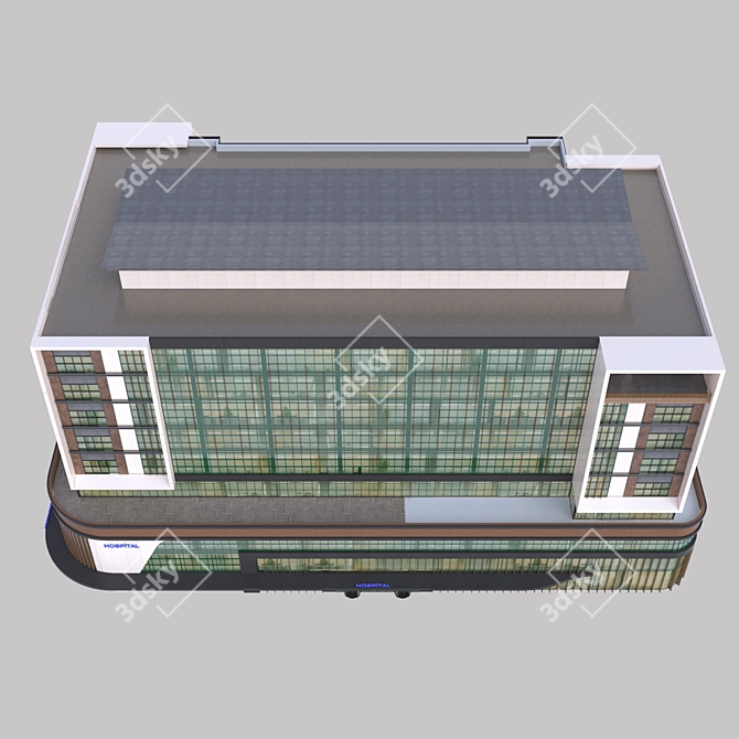 Modern 9-Floor Hospital Model 3D model image 3