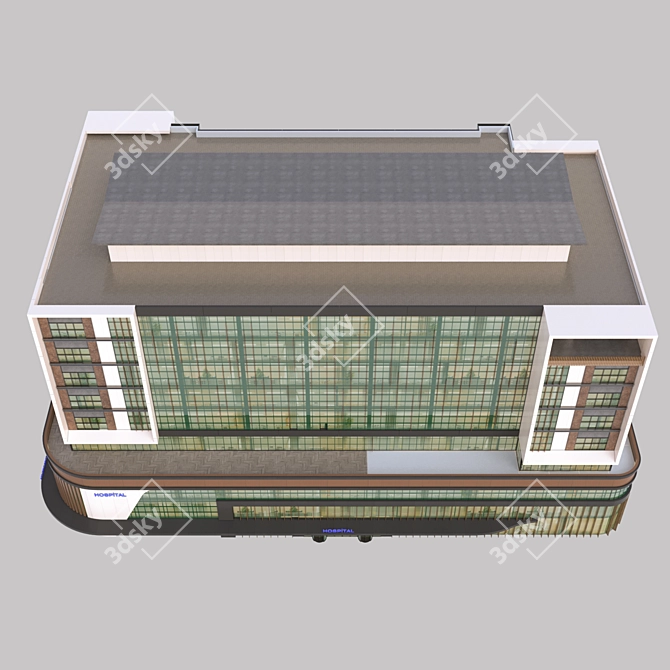 Modern 9-Floor Hospital Model 3D model image 6