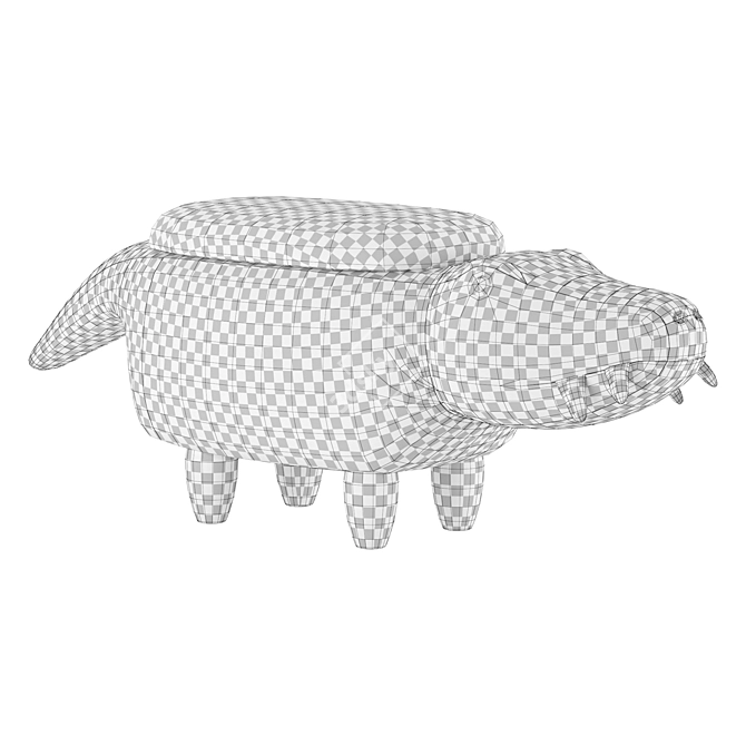 Luxury Crocodile Leather Ottoman 3D model image 2