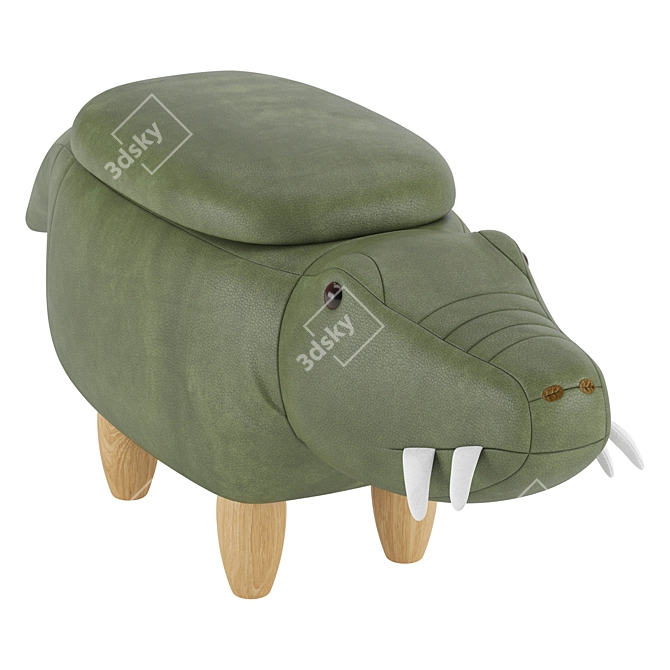 Luxury Crocodile Leather Ottoman 3D model image 3