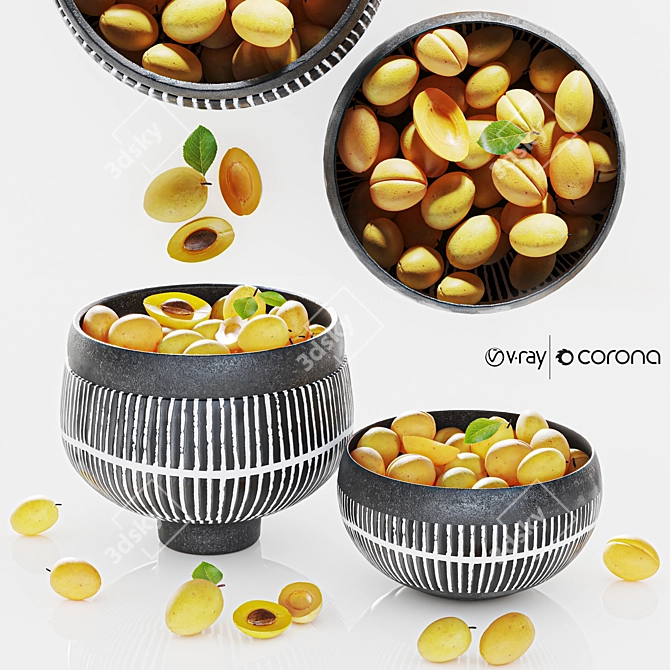  Fresh Lemons Bowl Set 3D model image 1