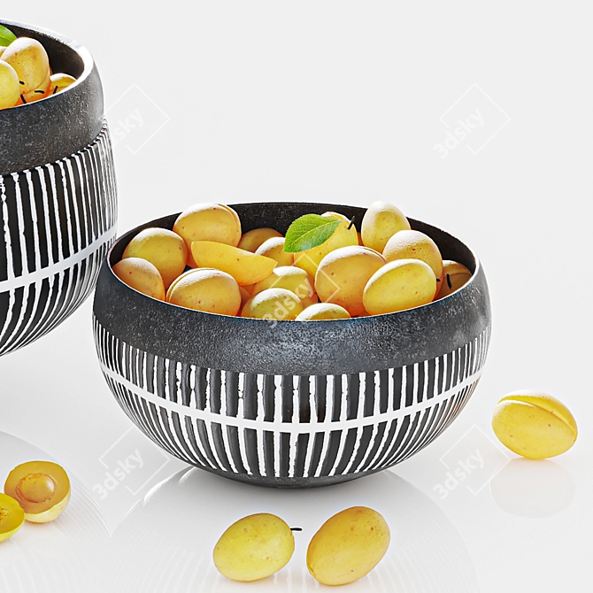  Fresh Lemons Bowl Set 3D model image 4