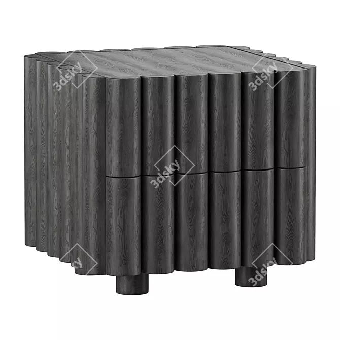 Elegant Scalloped Night Stand 3D model image 3