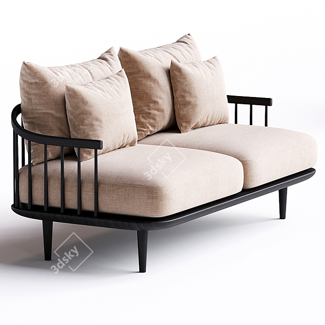 Stylish 2-Seater Fabric Sofa 3D model image 2