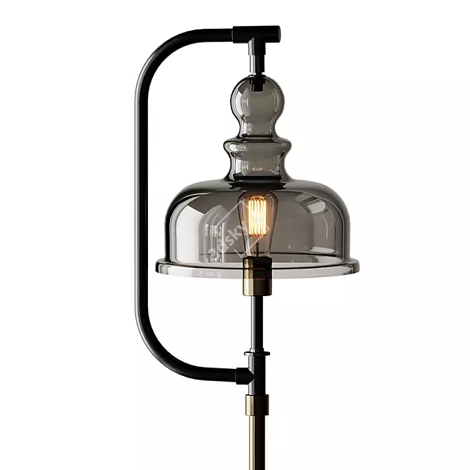 Elieser Brass & Black Floor Lamp 3D model image 2