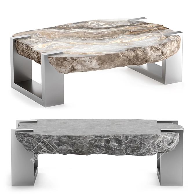 Rock Side Tables: Dual Colors 3D model image 1