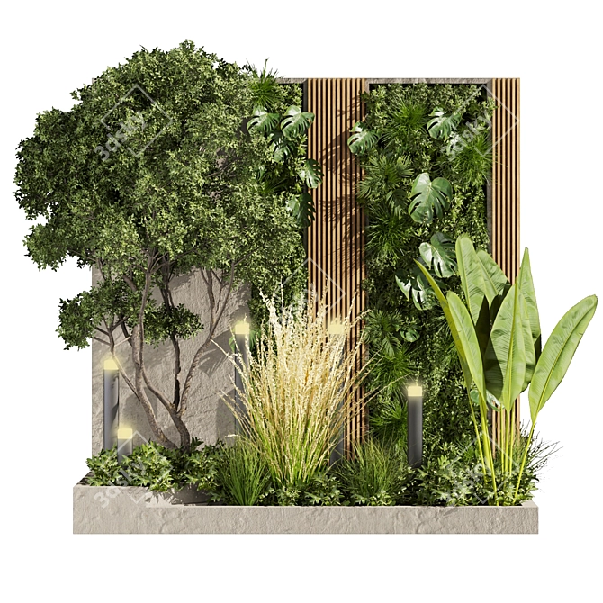 Vertical Palm Leaf Grass Collection 3D model image 3