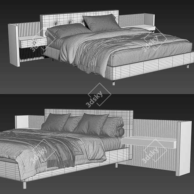 Elegant Modern Bed Brasilia Minotti 3D model image 3