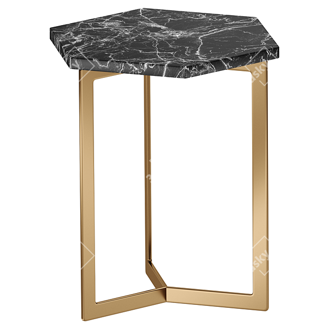 Hex Side Table Antique Brass 3D model image 1