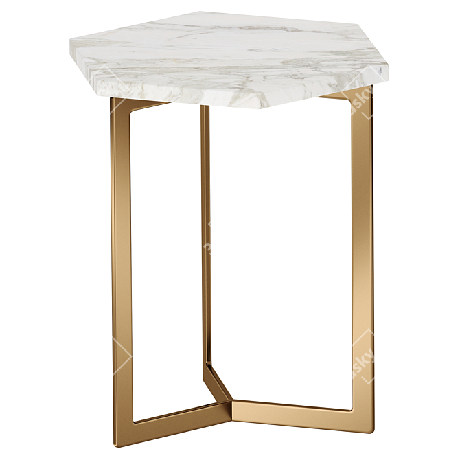 Hex Side Table Antique Brass 3D model image 2