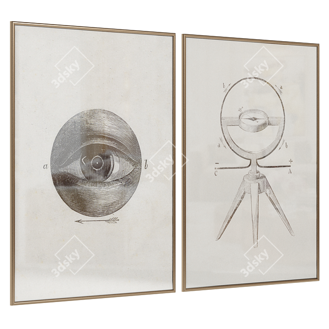 Museum Poster Set with Frames 3D model image 2