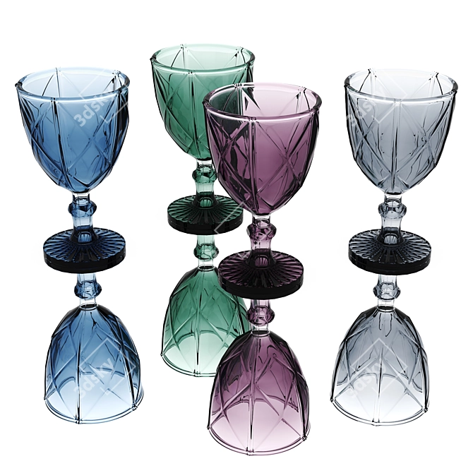 Elegant Glassware Set 3D model image 1