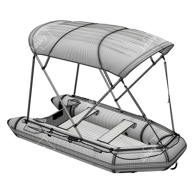 Inflatable Boat with Sunshade 3D model image 6