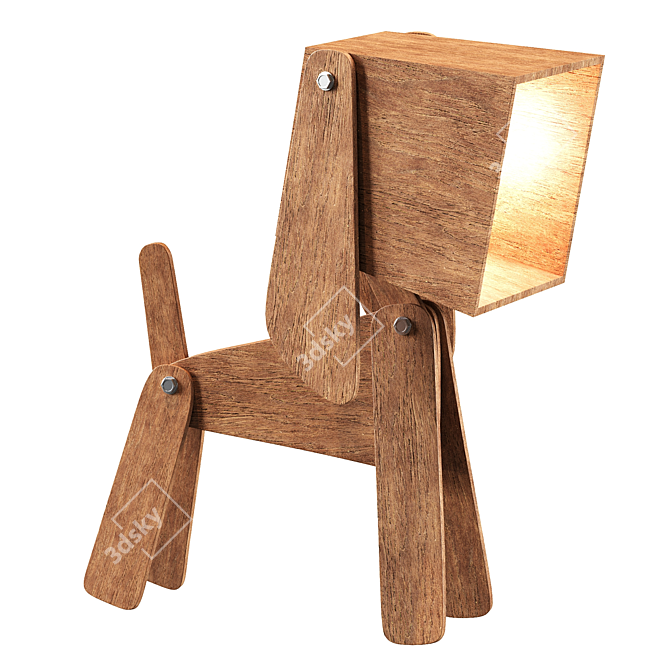 Puppy-shaped Wooden Lamp 3D model image 1