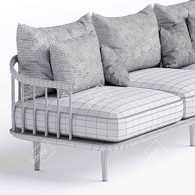 Modern 3-Seater Fabric Sofa Gray 3D model image 3