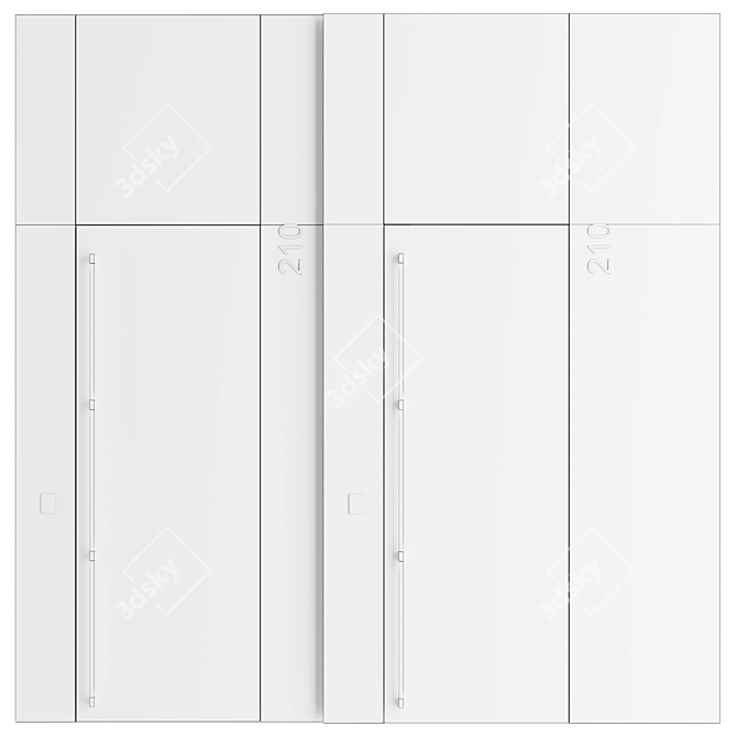 Wall Panel with Door Panel, 014 3D model image 4