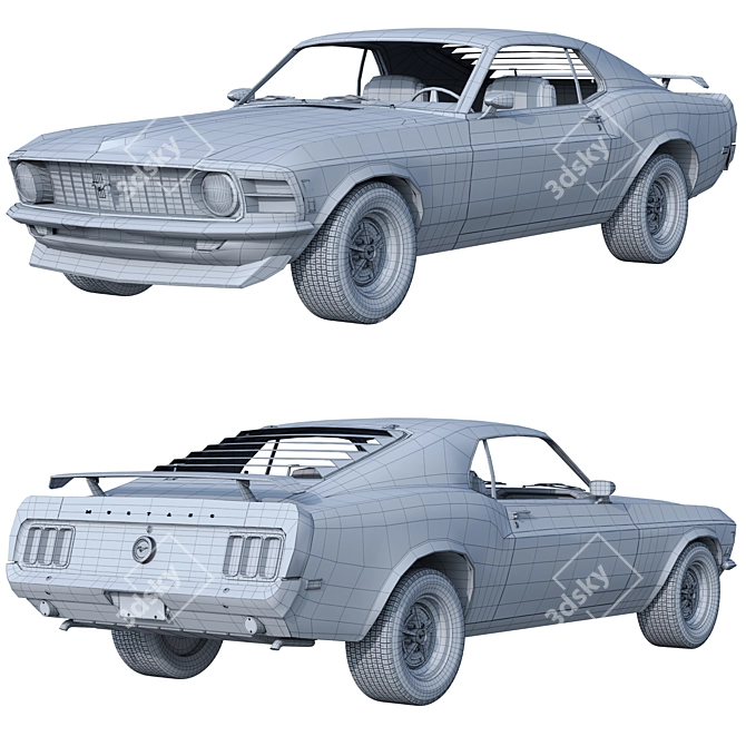 Classic Power Beast Ford Mustang 3D model image 3