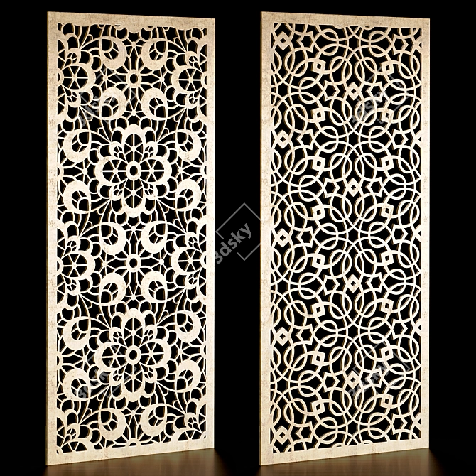 Decorative Carved Panel Set 3D model image 1