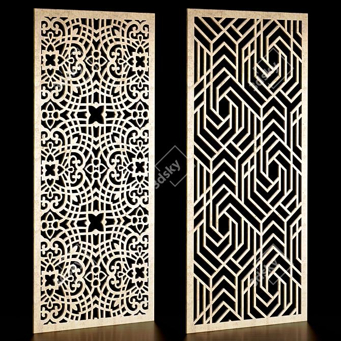 Decorative Carved Panel Set 3D model image 2