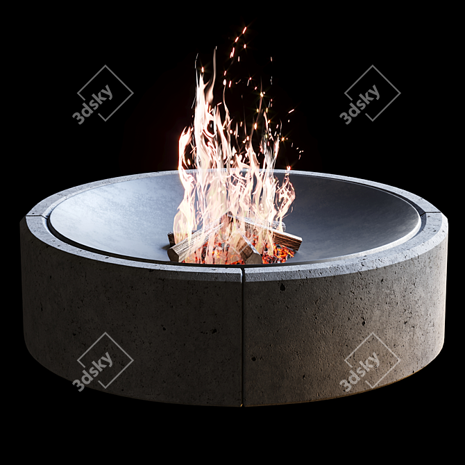 Outdoor Fire Pit 1380mm Diameter 3D model image 2