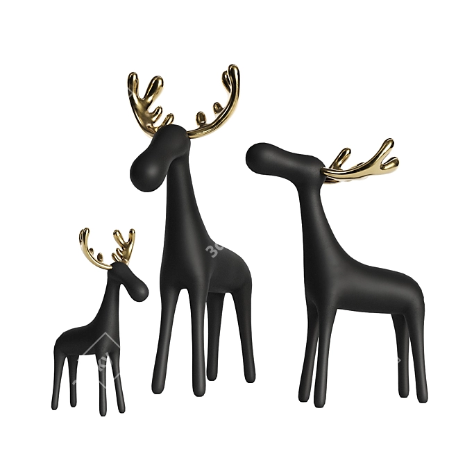 Highpoly Baked Deer Family Maps 3D model image 6