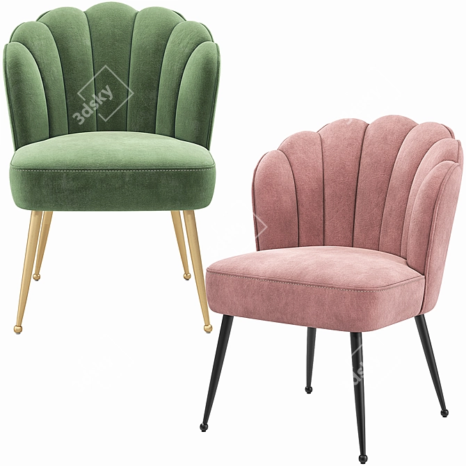 Pippa Dining Chair Velvet Collection 3D model image 2