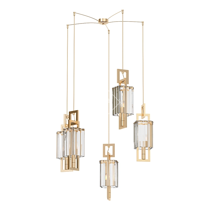 Crystal Gold Pendant Lights 3D model image 1