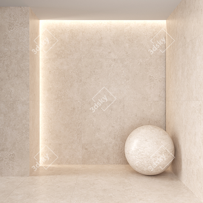 Beige Limestone Matt Floor Tile 3D model image 2