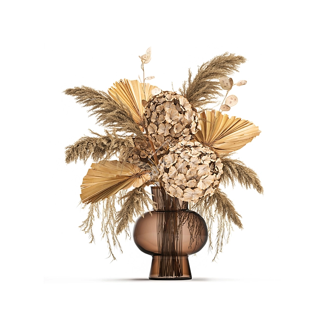 Luxury White Dried Flower Bouquet 3D model image 3