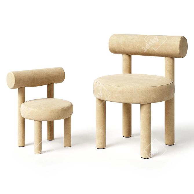 Modernist Kids Chair Duo 3D model image 1